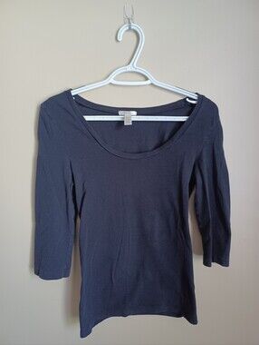 Women's Size M Vixen Black Basic Cotton Spandex 3/4 Sleeve Shirt Top Clothes